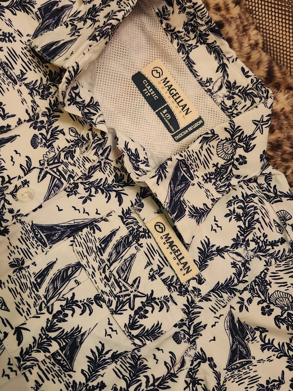 Magellan Outdoors Kids White & Navy Sailboat Print Polo Dress NWT Size S (7)